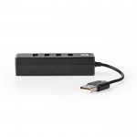 NEDIS UHUBU2420BK USB 2.0 Hub 4 θυρών, σε μαύρο χρώμα